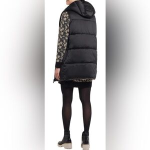 Tribal reversible long puffer vest black tan women small NWT